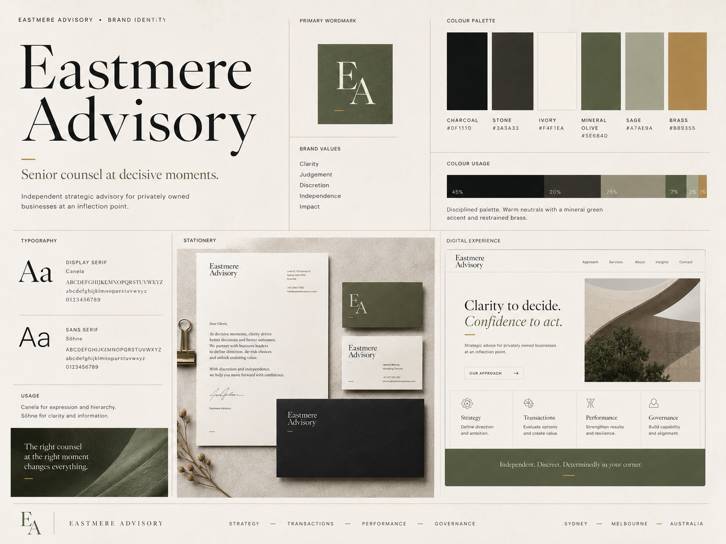 Eastmere Advisory visual identity concept
